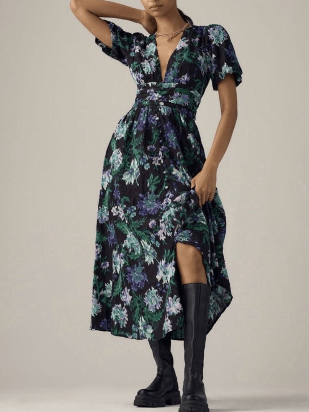 NWT Anthropologie Katerina Maxi Button Front Floral Dress Medium